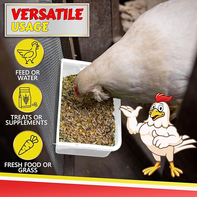 Chicken Cage Cup, 27oz - for Water, Treat, Feed and More - Small Feeder and Waterer Dish for Duck, Baby Chick, Pigeon, Quail, Gamefoul, Parakeet - Poultry Accessories for Bird Cages, White