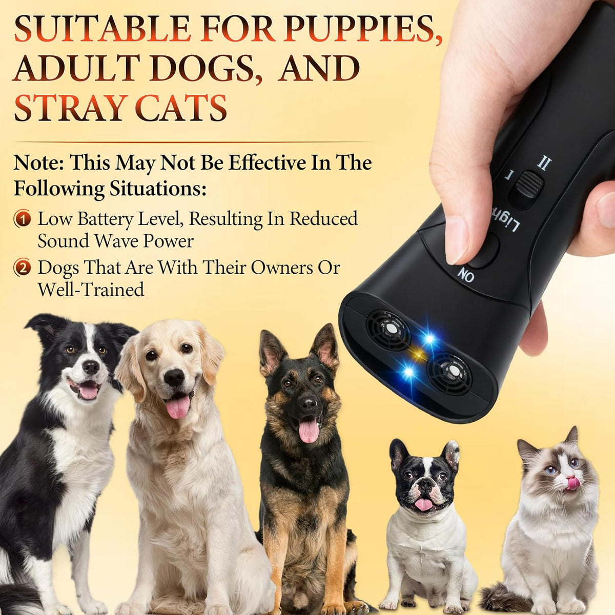 PetGentle Anti Barking Device, Ultrasonic Dog Bark Deterrent & Trainer - Stop Excessive Barking, Pet Gentle Pet Training Tool with LED Light, Sonic Emitter for Puppies & Dogs Behavior Training