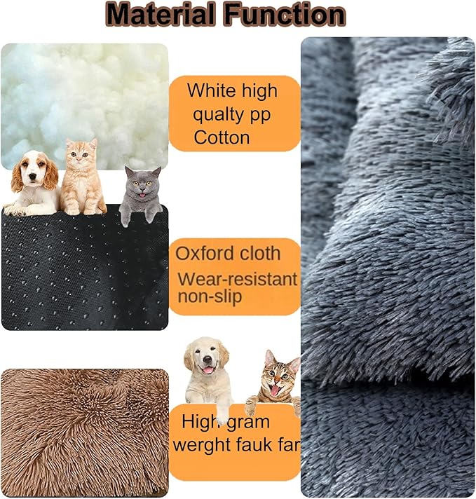 Dog Crate Mat, Dog Bed for Large Dogs, Comfy Fluffy Kennel Pad Anti-Slip for Dog beds & Furniture, Quilted Dog Bed for Pets for Medium/Small Dogs Cats (Color : Khaki, Size : 48x33)