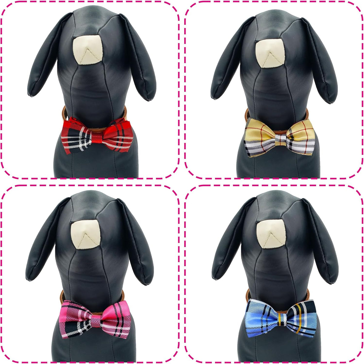 PET SHOW 8pcs Plaid Small Dogs Collar Bow Ties Puppies Cats Collar Charms Accessories Slides Attachment Bowties for Birthday Wedding Parties Assorted