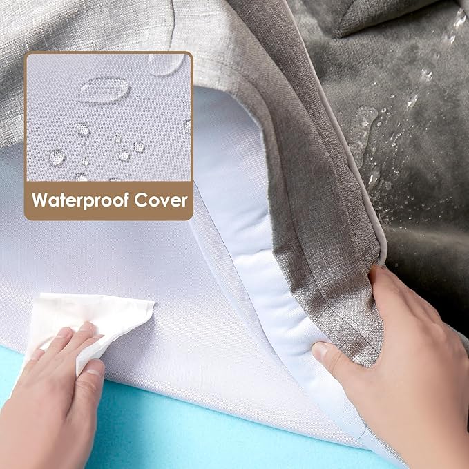 EHEYCIGA Orthopedic Dog Beds for Large Dogs, Waterproof Memory Foam Large Dog Bed with Sides, Non-Slip Bottom and Egg-Crate Foam Pet Couch Bed with Washable Removable Cover, Grey