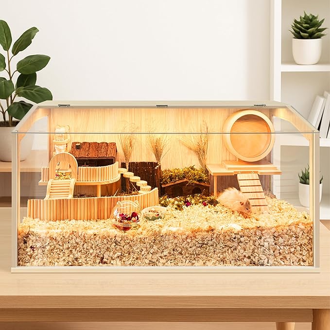 Hamster Cage Chewproof, Large Hamster Cages and Habitats, Openable Top with Acrylic Sheets, Solid Built
