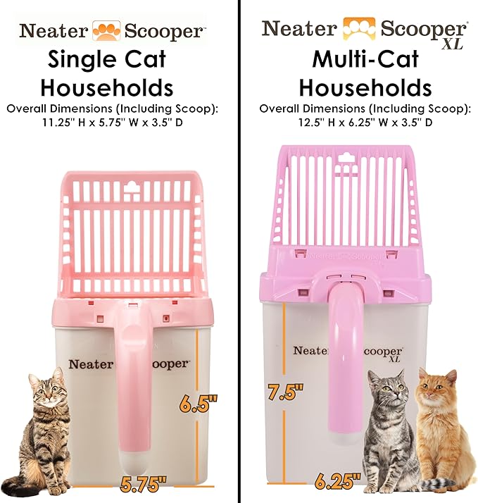 Neater Pet Brands Neater Scooper Standard Cat Litter Scoop, 195 Refill Bags – Mess-Free Cat Litter Scooper with Bag, Spill-Proof Kitty Box Sifter, Bin Doubles as Scoop Holder, For Single-Cat Household
