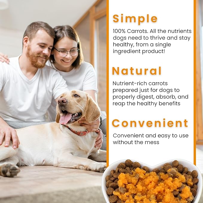 Olewo Original Carrots for Dogs – Fiber for Perfect Poop, Dehydrated Dog Food Toppers for Picky Eaters, Natural Skin & Coat Support, Multivitamin, Probiotics for Digestive & Gut Health, 1 lb