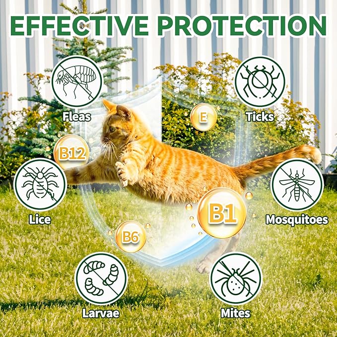 Flea & Tick Support for Cats – Natural Herbal Drops with Multivitamin – Fleas and Ticks Comfort Formula for Cat All Breeds & Ages – Bacon Flavor