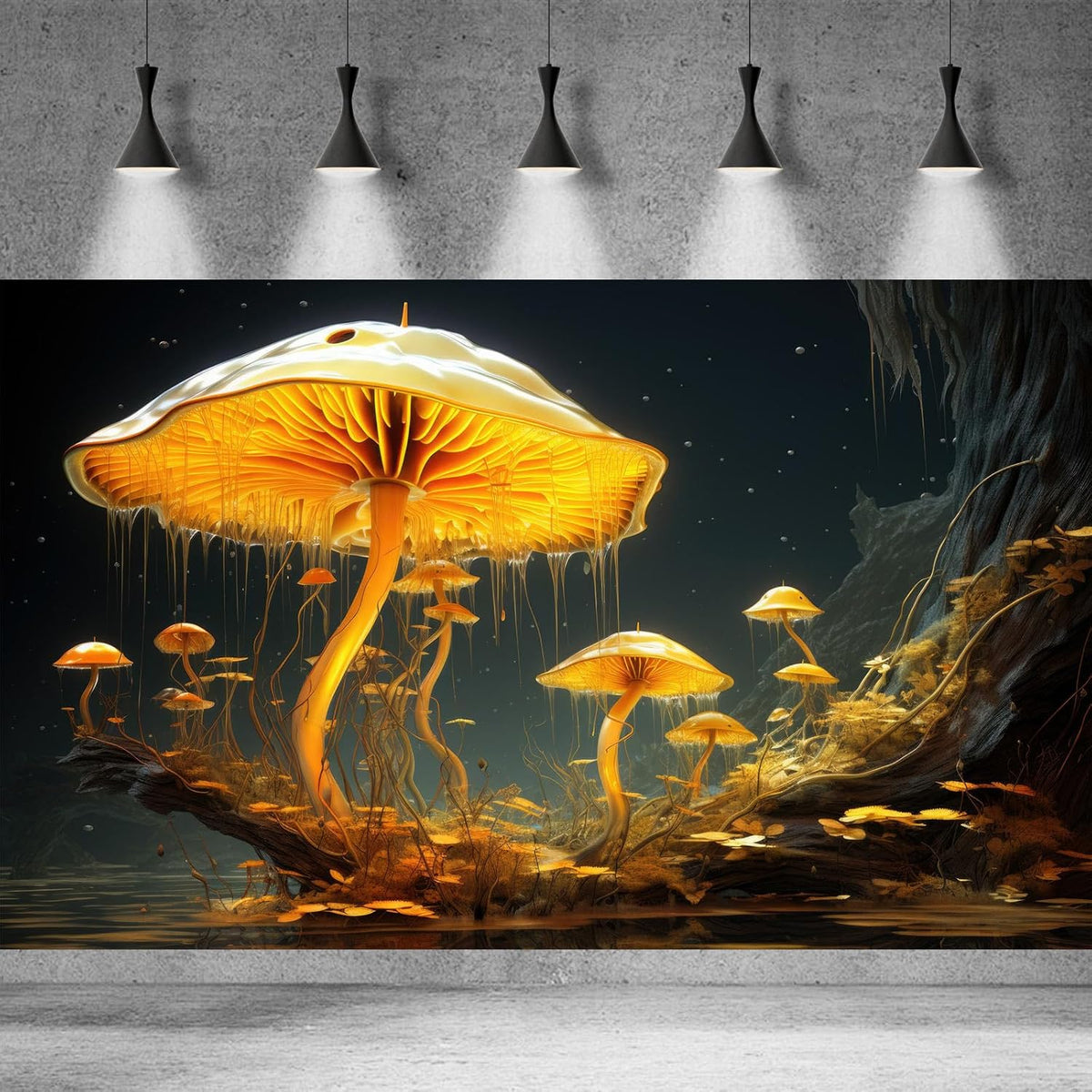 Fantasy Mushrooms Aquarium Background Fantasy Mushroom in Magical Enchanted Fairy Tale Stream Reptile Tank Enclosure Terrarium Backgrounds Mushroom Theme Landscape Fish Tank Backgrounds 48x20in