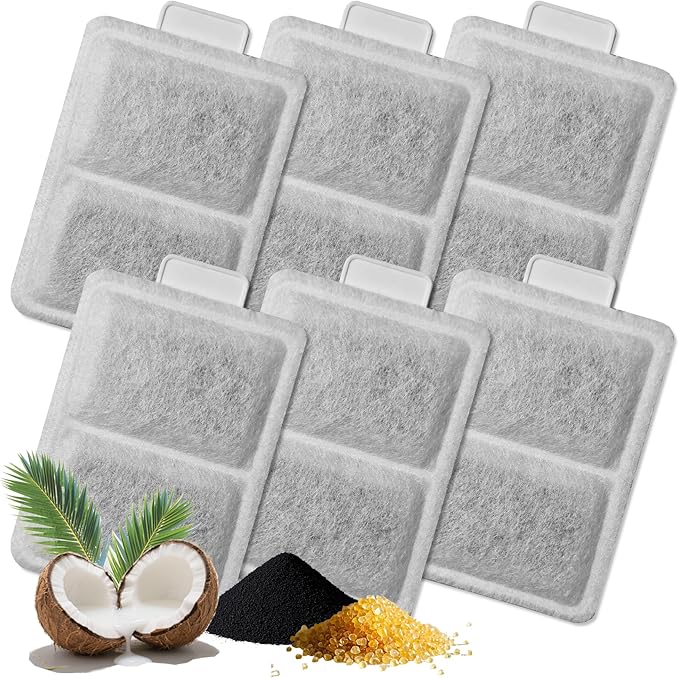 6 Pack Cat Water Fountain Filter Replacement Compatible With PetSafe Whisker City Automatic Pet Fountain, Small and Large Size Pet Water Fountain Replacement Filters(Small)