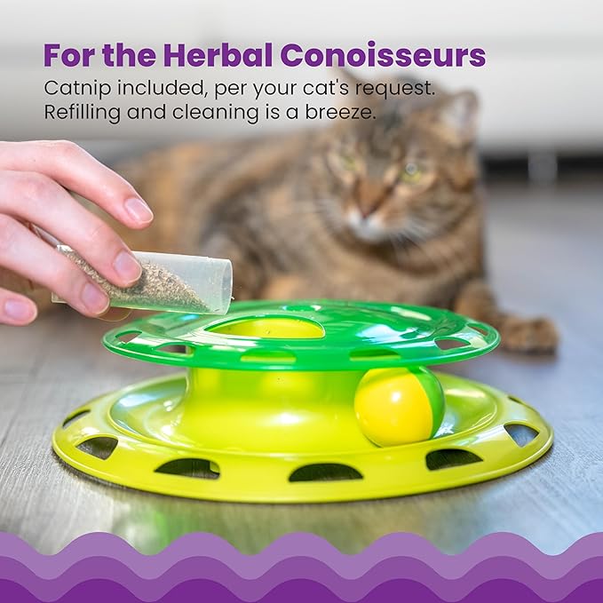 Catstages Catnip Chaser Track – Interactive Cat Toy with Catnip for Batting, Swatting, and Mental Stimulation, Green