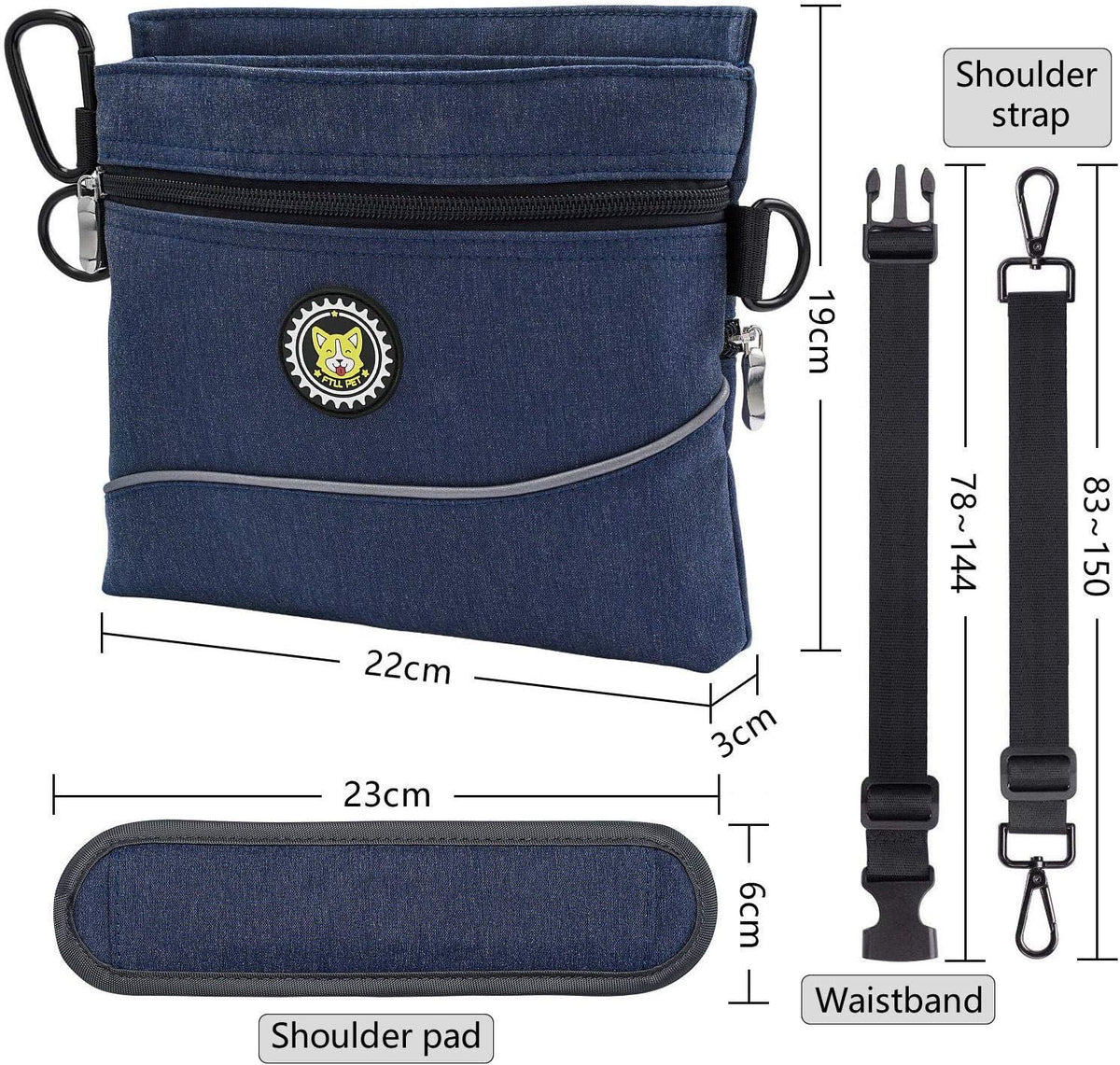 Viklluyr Dog Treat Pouch Bag with Magnetic Closure, Dog Food Carrier with Removable Inner Pocket, Perfect Dog Training Bag for Agility Training - Including Carabiner