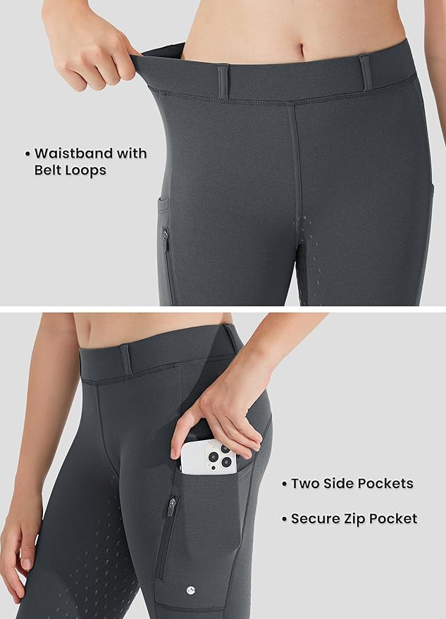 Willit Girls Fleece Horse Riding Pants Equestrian Breeches Kids Winter Riding Tights Thermal Schooling Tights