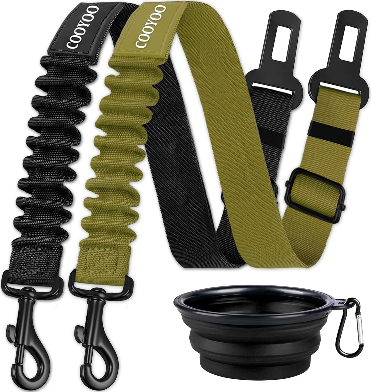 COOYOO Dog Seat Belt,3 Piece Set Retractable Dog Car Adjustable Seatbelts for Vehicle Nylon Pet Safety Heavy Duty & Elastic & Durable Car Harness for Dogs
