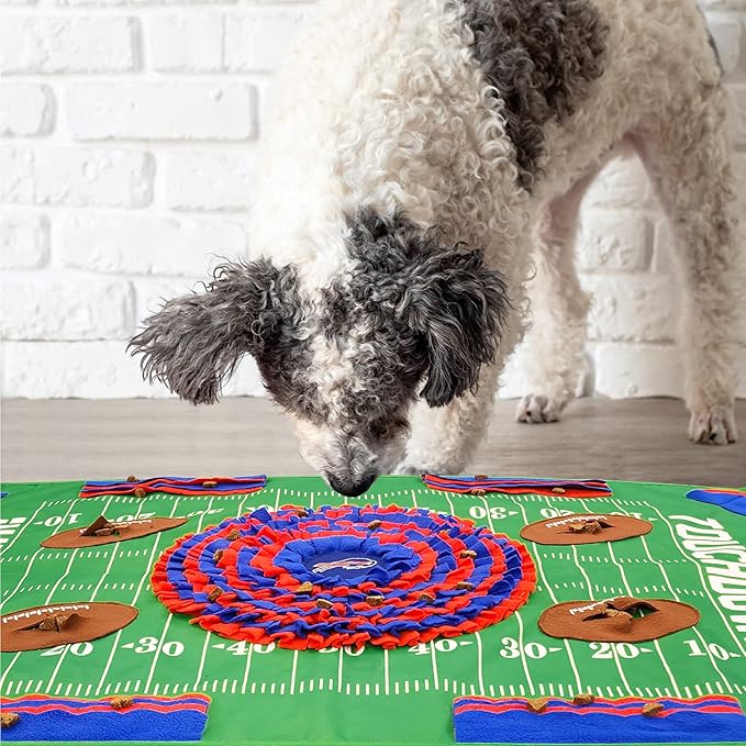 NFL Buffalo Bills Dog Snuffle Mat – Interactive Pet Slow Feeder, Football Field Design Food Puzzle Toy for Dogs & Cats, Foraging Activity Mat for Smarter Feeding