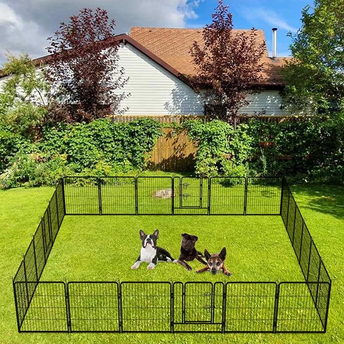 BestPet | Dog Playpen | 32 Inch, 24 Panels | Heavy Duty Metal Pet Exercise Pen | Indoor Outdoor Fence Panels | Rust-Resistant, Removable, Tool-Free Setup | Anti-Skid, Expandable Design