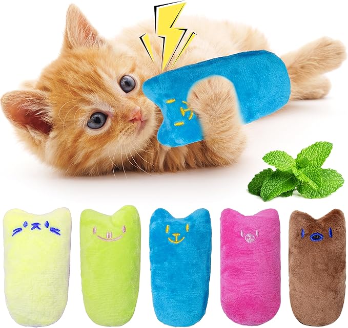 Cat Toys for Indoor Cats, 5Ps Cats Fetch Toys, Fluffy Toys for Playing, Interactive Kitten Toys, Kitty Chew Teething Toys, Cat Chew Toy for Kittens (Multi Color, 5 Pack)