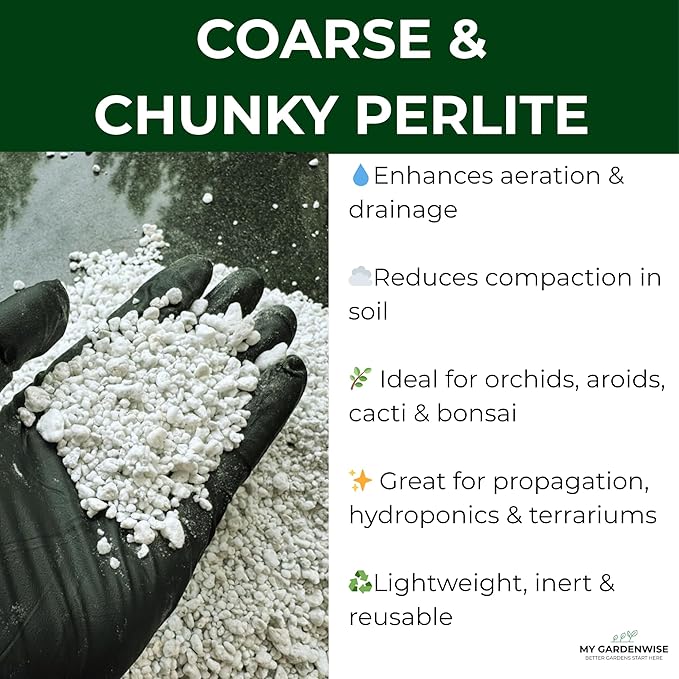 Perlite for Plants, Coarse and Chunky Horticultural Perlite, Organic Perlite for Gardening Indoor & Outdoor, Perlite Bulk Bag, Made in USA (30 quarts)