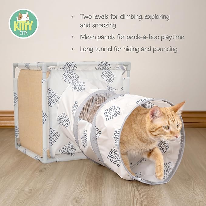 Kitty City Cozy Cat Play Furniture, Hideaway Cat Tunnel