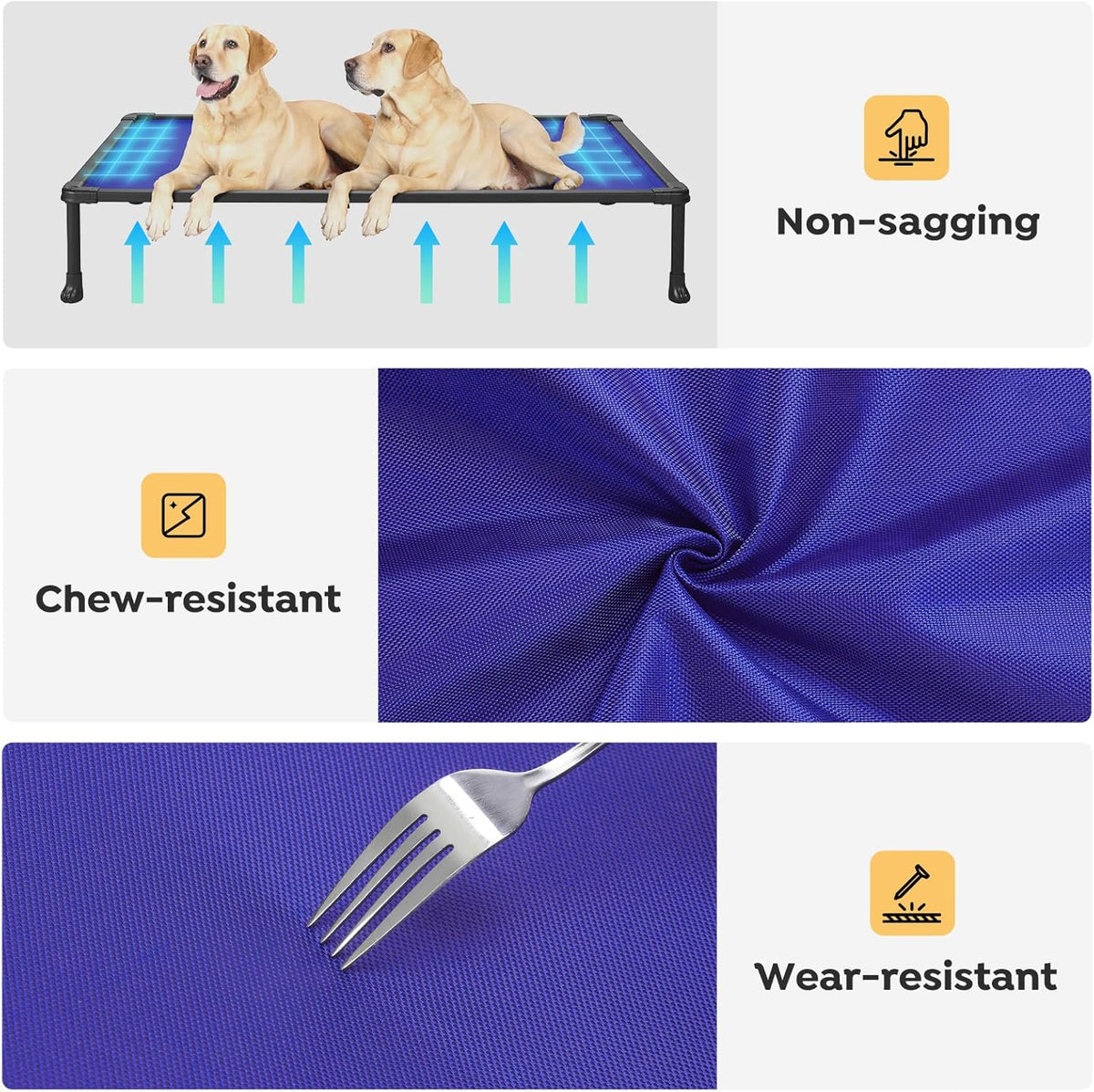 Veehoo Chew Proof Dog Bed, Non-Chewable Cot for Large Dogs, Anti-Scratch Durable Hammock Raised Place for Training Platform, Outdoor Cooling Off Ground, CWC2420ACP