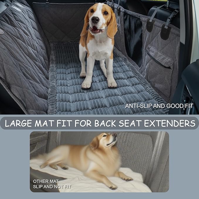 Dog Bed for Car Back Seat, Non-Slip Backseat Pet Bed Mat for Travel, Soft Dog Seat Cover Blanket Washable Couch Protector Fit for Hammock Extenders in Cars, SUVs and Trucks(54"×25" Gray)