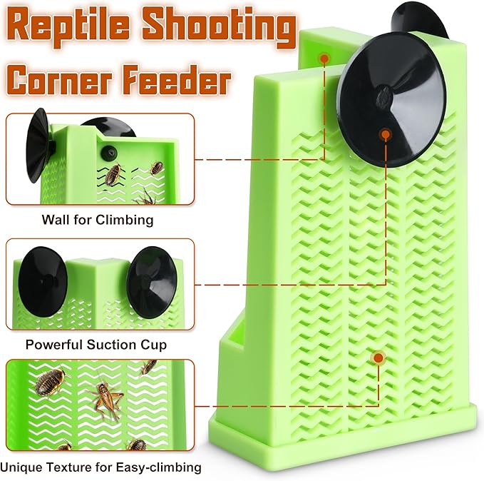 Reptile Corner Hunting Bowl - Glass Mount Insect Feeding Box for Reptile with Suction Cup which is Super Tight, Green, 4.72 inch - S Size