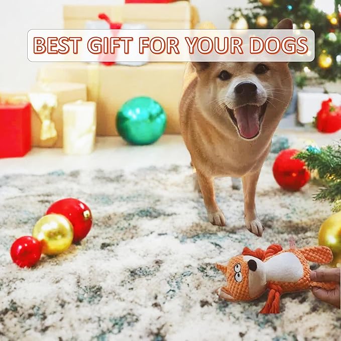 Nana Petit Fox Squeaky Dog Toys for Small & Medium Dogs – Plush Chew Toy, Interactive Puppy Teething Toys for Aggressive Chewers, Cute Stuffed Animal for Play, Training & Indoor Fun