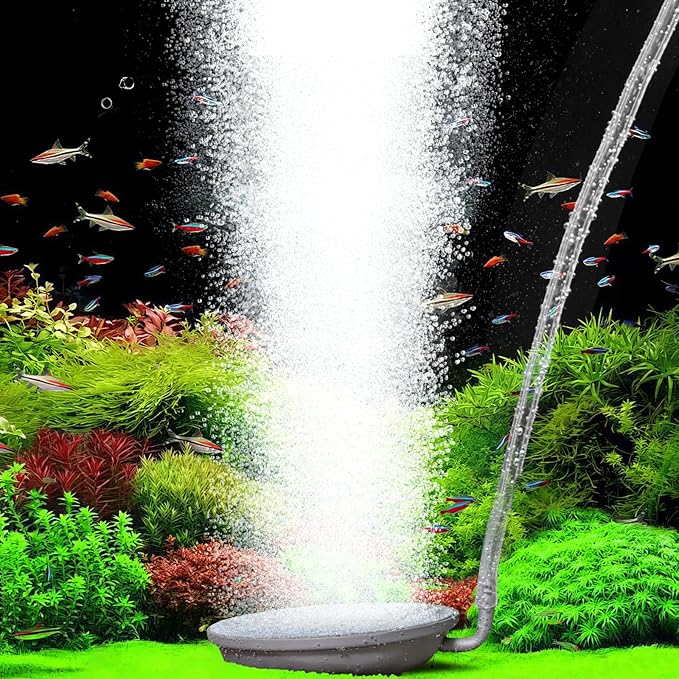 hygger Aquarium Air Stone, 2.3 Inch Fish Tank Bubbler Stone Kit Makes Super Tiny Bubbles, Ultra-High Dissolved Airstone with Stainless Steel Base Aquarium Fish Tank and Hydroponic
