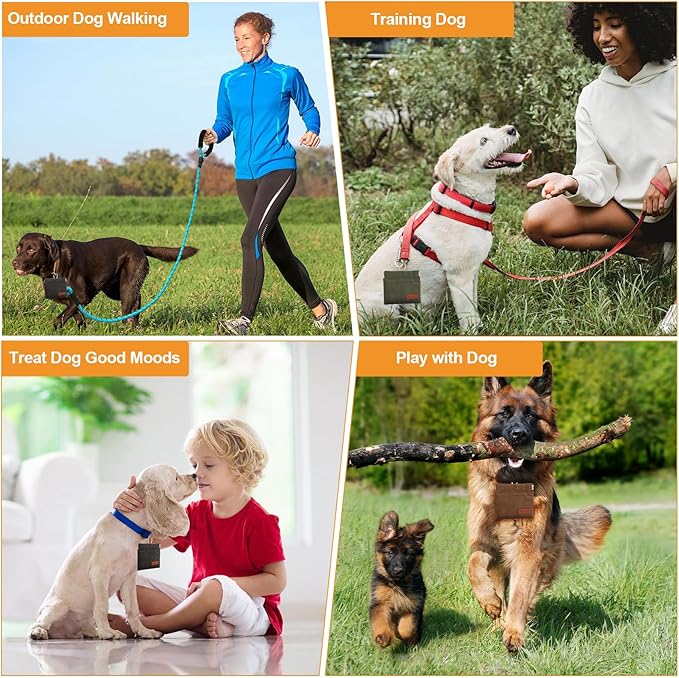 2PC Dog Treat Pouch,Dog Training Treat Reward Bag,Portable Puppy Hand Free Dog Walking Bag,Auto Closing Dog Food Dispenser,Behavior Aids for Puppy Travel or Outdoor(Green Khaki)