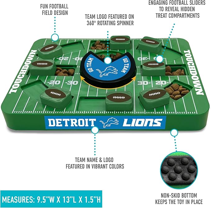Pets First NFL Detroit Lions Large Puzzle Toy, Dog Puzzle Treat Toy, New Large Size, Interactive Dog Treat Toy, Dog Slow Feeding Toy
