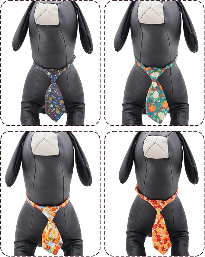 PET SHOW 10 Pack Fall Dog Ties Neckties for Large Medium Dogs Pumpkin Maple Leaf Adjustable Neck Ties Girl Boy Pets Autumn Costumes Dog Holiday Grooming Accessories Wedding Party Gift Favor