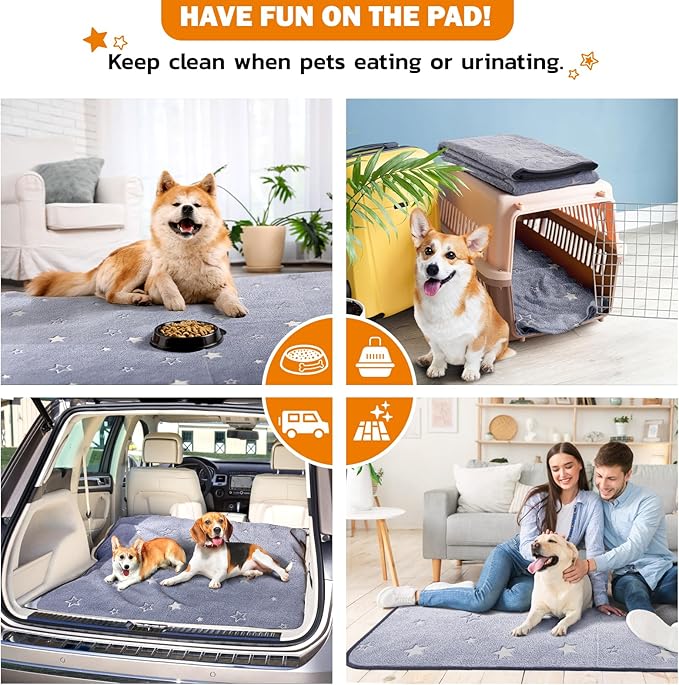 LOOBANI Washable Pee Pads for Dogs, Fast Absorption Reusable Puppy Pads, Waterproof Whelping Mats, Non Slip Training Pet Playpen Mat for Floor, Dog Crate, Grey 2 Pack 36 x 36 in