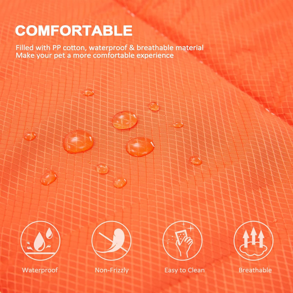 BDEUS 51x35In Extra Large Size Outdoor Dog Bed, Waterproof & Portable Camping Travel Pet Mat, Easy to Clean, Washable Odor Resistant Pet Cooling Pad (Orange)