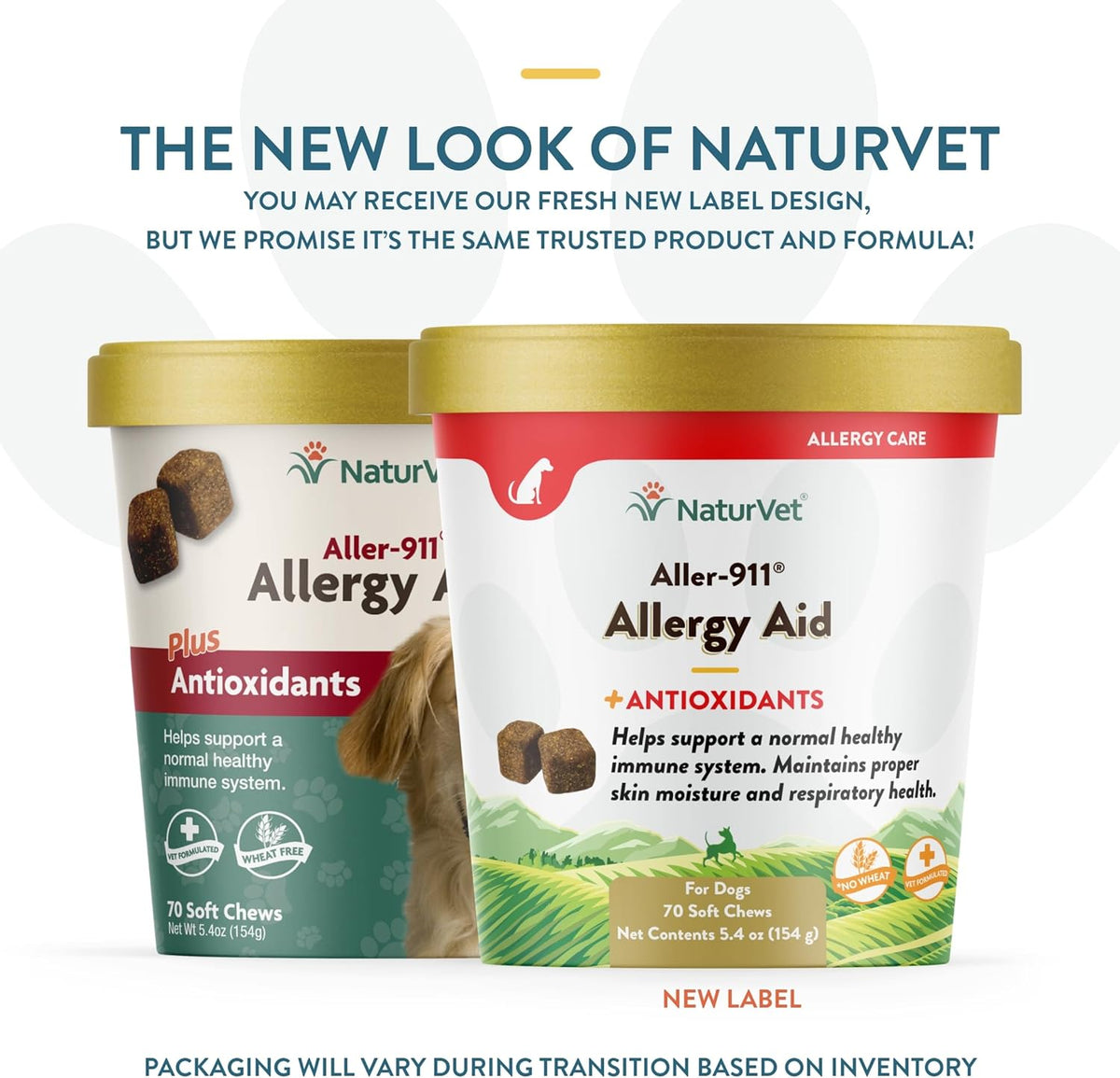 NaturVet Aller-911 Advanced Allergy Aid for Dogs, Cats – Antioxidant-Rich Pet Supplement with Omegas, DHA, EPA – Helps Support Dog Immune System, Cat Respiratory Health, Skin Moisture 70 Soft Chews