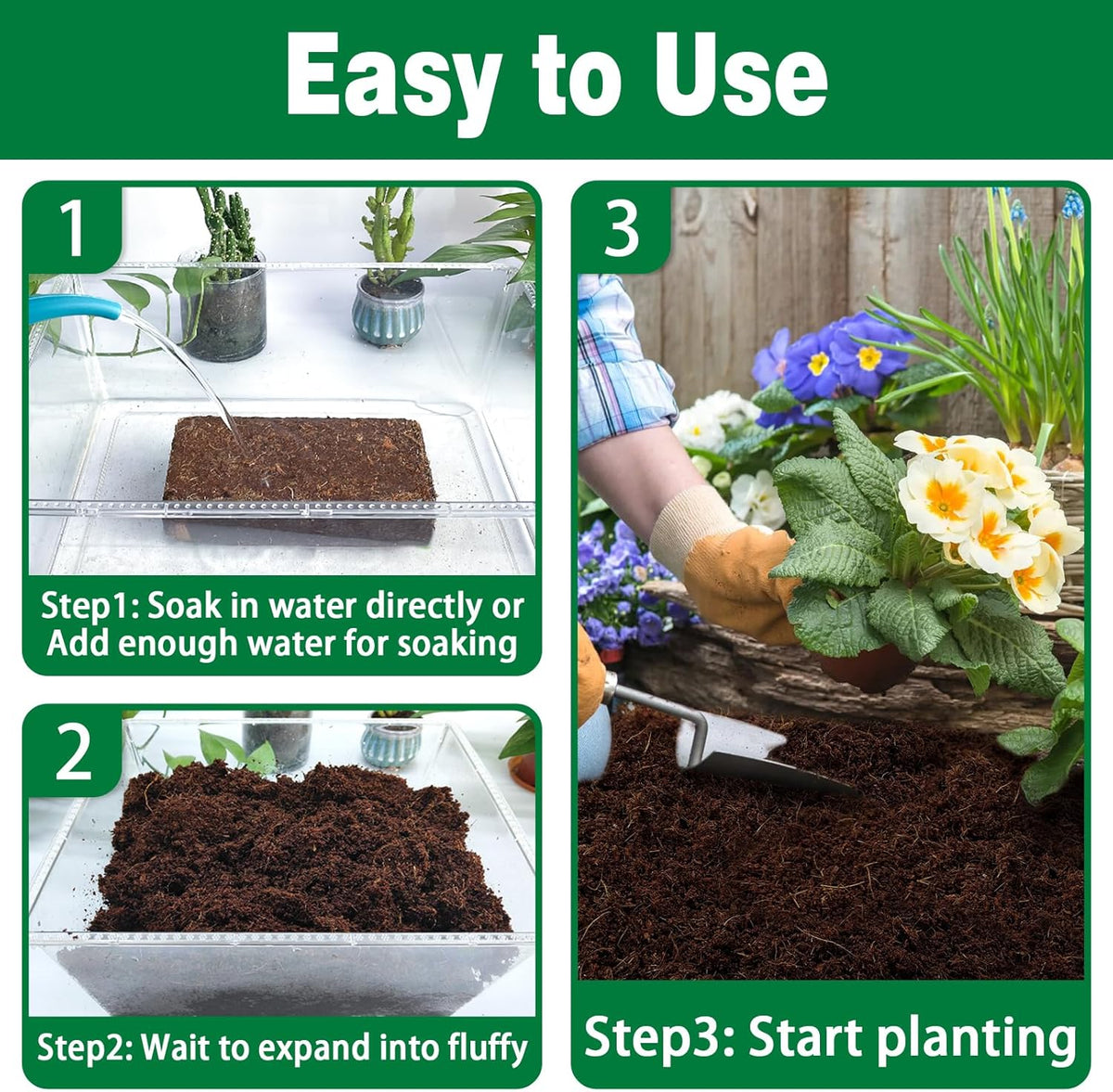 ZeeDix 2 Pcs Coco Coir Brick- 100% Organic Coconut Coir for Garden Soil & Potting Mix, Low EC and pH Balance, Compressed Coconut Husk Fiber for Seed Starter Soil for Indoor Outdoor Plants
