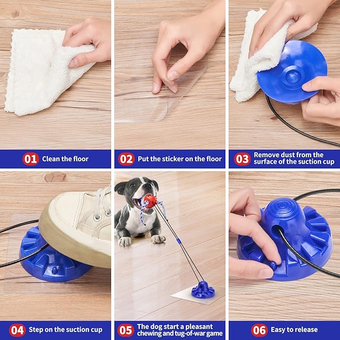 Interactive Dog Toys - Aggressive Chewer Suction Cup Tug of War, Indestructible Puzzle Toys & Treat Dispensing Ball for Dog Enrichment