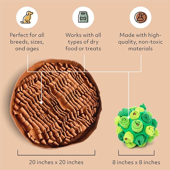 Reggie Enrichment Value Pack for Dogs with Stimulating Feeder Mat and Forager Ball to Relieve Speed Eating, Boredom, Stress | Vet-Approved & Ideal for All Ages, Dog Breeds, and Sizes