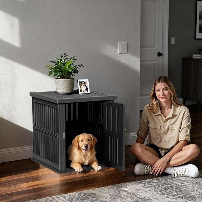 Dog Crate Furniture for Small Dogs Indoor Kennel with Lockable Gate