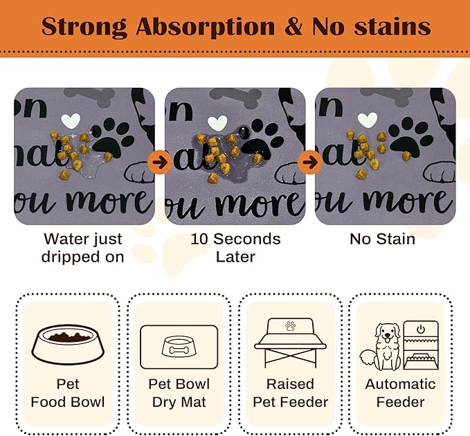 Pet Feeding Mat for Floors Waterproof Dog Mat for Food and Water Absorbent Quick Dry Non Slip mat for Cat Bowls