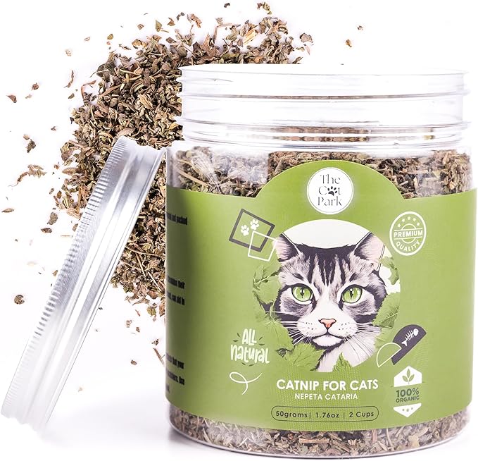 Organic Catnip for Cats & Kittens – 1.76 oz Premium Natural Catnip, High Potency Blend for Playtime, Training, and Stress Relief, 2 Cups of Dried Cat Nip Leaves