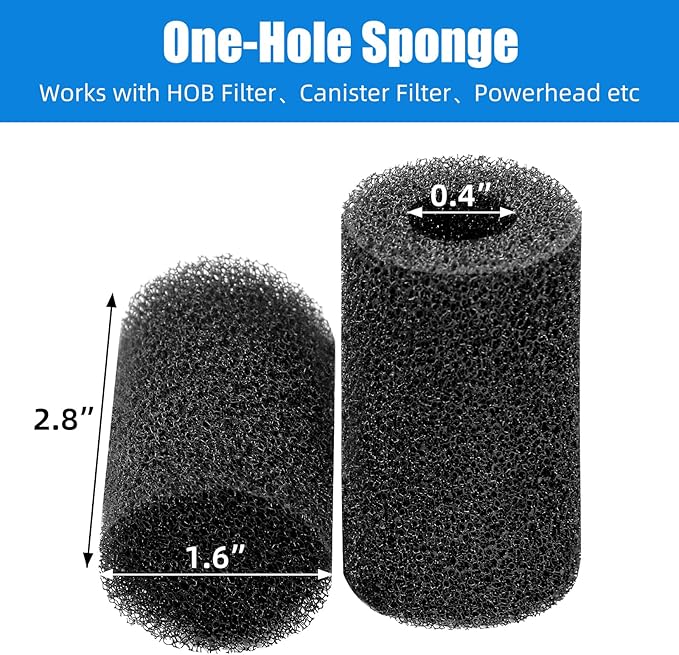 AQUANEAT 6-Pack Pre-Filter Sponge for Aquarium Shrimp Fry Fish Tank Filter 0.4” Intake, Replacement Foam Cover