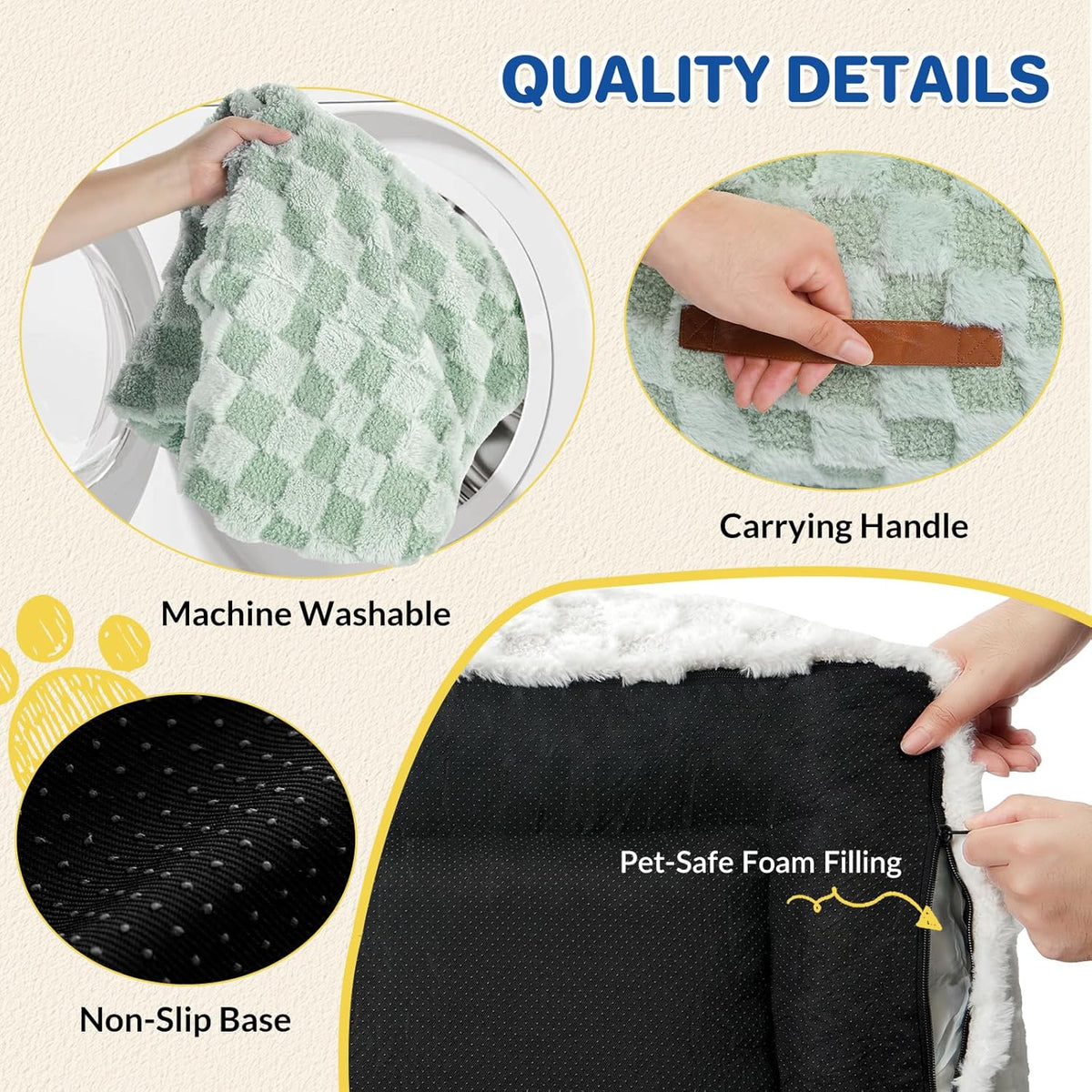 Large Dog Bed Sofa, Fluffy Pet Bed for Medium and Large Dogs, Supportive Dog Couch Sofa for Dogs, Pet Sofas with Washable Cover & Non-Slip, 38 inch, Green