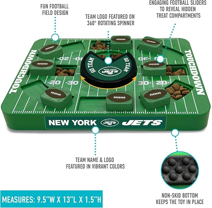 Pets First NFL New York Jets Large Puzzle Toy, Dog Puzzle Treat Toy, New Large Size, Interactive Dog Treat Toy, Dog Slow Feeding Toy