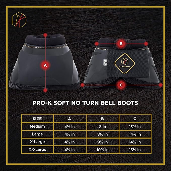 Kavallerie PRO-K Soft No Turn Bell Boots Ultimate Hoof Protection, with Anti-Spin Fastening System, Durable & Prevents Overreaching