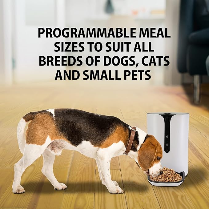 Lentek Smart Pet Feeder - Auto Dry Feeding Dispenser for Cat & Dogs with 720p HD Camera & Timer, Alimentador, Programmable, WiFi, Smartphone Control, Automated Portion Controlled, 10 Oz Capacity