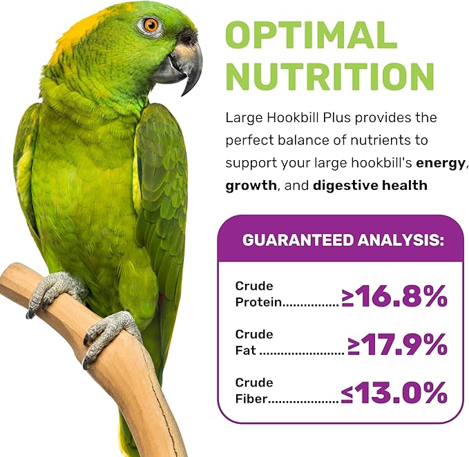 Large Hookbill Plus 25 Lbs, Bird Food for Large Hookbill, Premium Bird Seeds, Supports Growth Energy and Digestive Health, Nutrient-Rich Parrot Birdseeds for Complete & Healthy Balanced Diet
