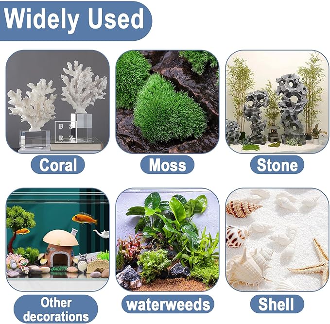 6 PCS Aquarium Glue,Aquarium Aquascape Aquatic Plants Coral Glue，Safe and Quick-Drying ，Reef Glue Suitable for Aquatic Plants, Moss, Coral, Stones, Shells，Fresh Water and Salt Water All Can Be Used