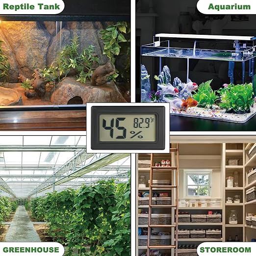 Reptile Thermometer and Humidity Gauge Digtal Terrarium Thermometer Rectangle Bearded Dragon Cage Accessories Reptile Temp and Humidity Gauge for Leopard Gecko Hermit Crab Gecko Lizard Etc 2pc