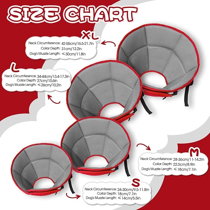 Dog Cone for Large Dogs After Surgery, Soft Dog Cone Collar for Dogs to Stop Licking, Adjustable Comfy E-Collar Alternative Lightweight Post-Surgery Recovery Elizabethan Collar for Pet