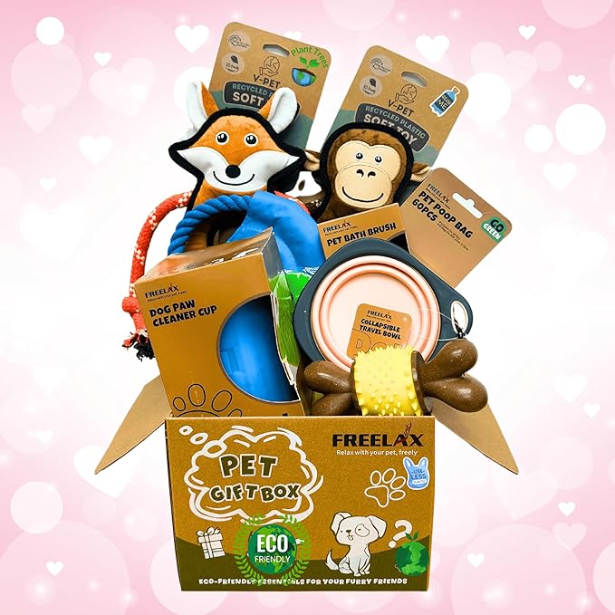Durable Dog Chew Toys Gift Box – Eco-Friendly Teething Toys for Aggressive Chewers, Plush & Squeaky Toys, Toothbrush, Ideal Gift Basket for Medium & Large Dogs
