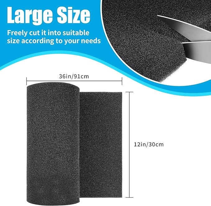 AQUANEAT Aquarium Bio Sponge Filter Media Pad 36" x 12" x 1" / 72" x 12" x 1" Open Cell Foam Sheet Cut-to-Fit for Fish Tank Sump (36" x 12" x 1")