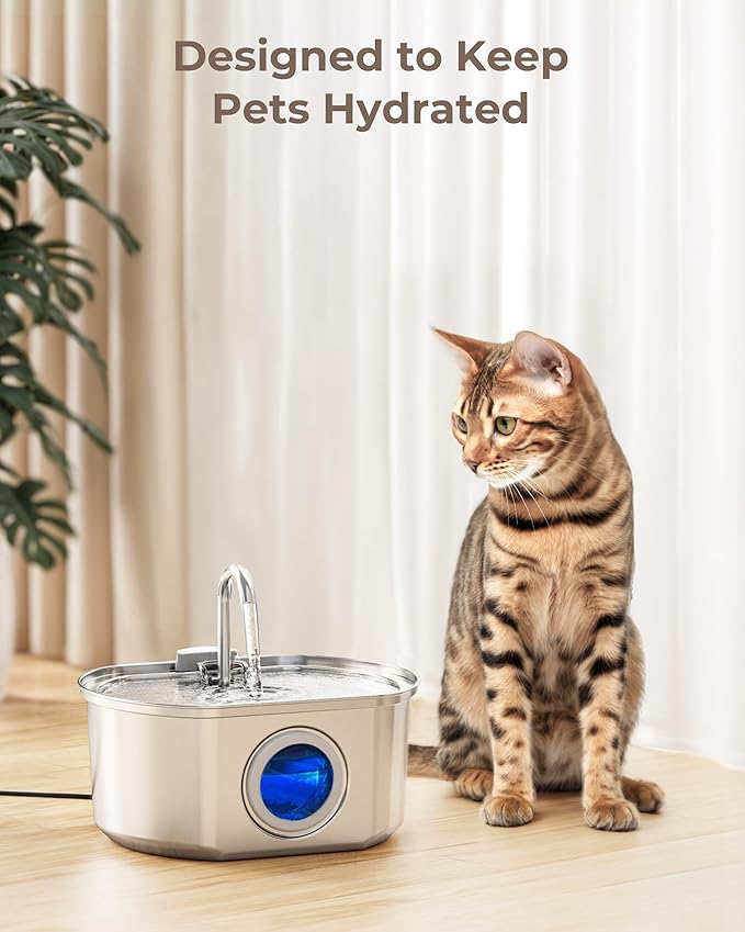 Official 12 Pack Cat Water Fountain Replacement Filters & Pre-Filter Sponges for 108oz/3.2 Stainless Steel Pet Water Fountain