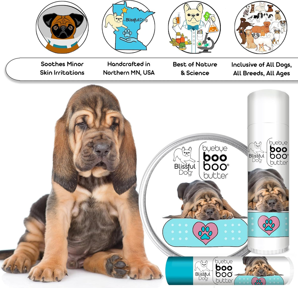The Blissful Dog 1 oz TIN Bloodhound Booboo Butter